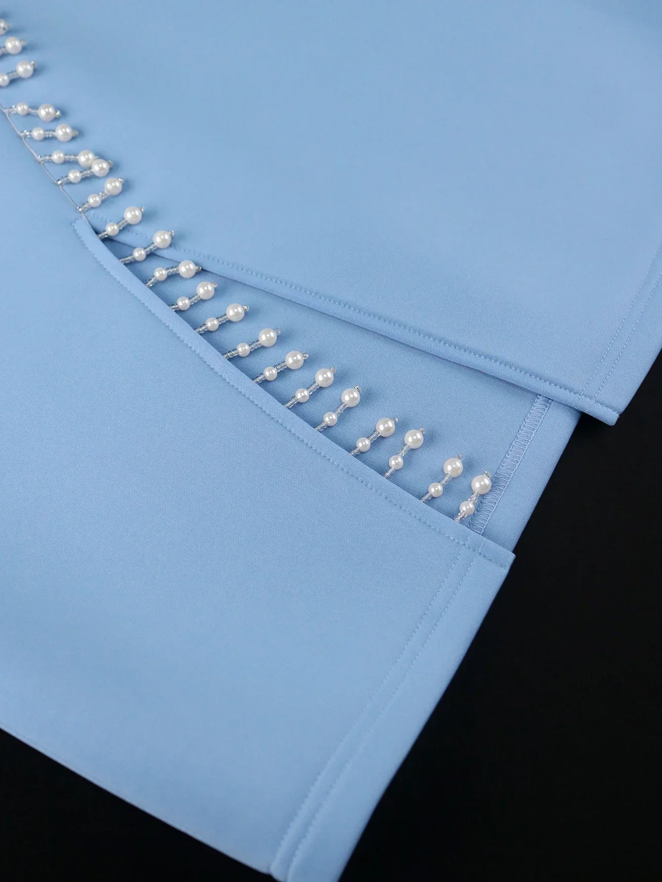 Blue Tassel Evening Gown Square Neck Beaded Patchwork Dress