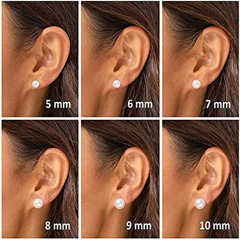 Round Simulated Pearl Stud Earrings for Women Minimalist Jewelry Teen Accessories Simple Classic Design
