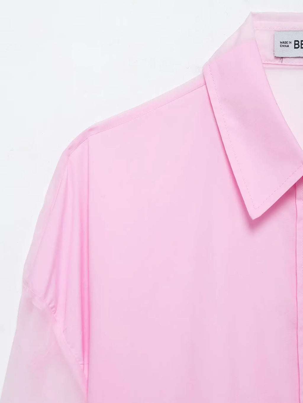 Women's Patchwork Translucent Blouse with Lace-Up Detail Casual Lapel Single-Breasted Long Loose Top for Spring and Summer