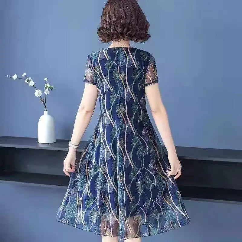 Casual V Neck Midi Dress For Women Chiffon A Line Summer