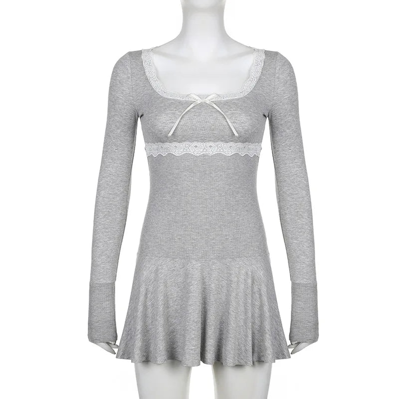 Black Long Sleeve Lace Bodycon Mini Dress For Party