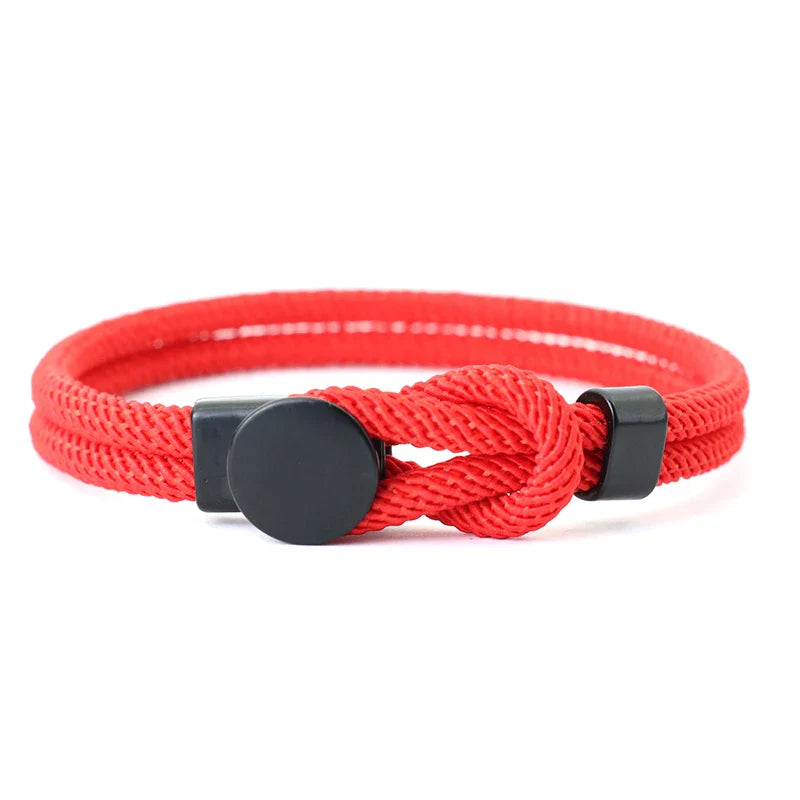 Men's Double Layer Rope Bracelet with 4mm Nylon Cord and Lucky Red Thread Gift for Him