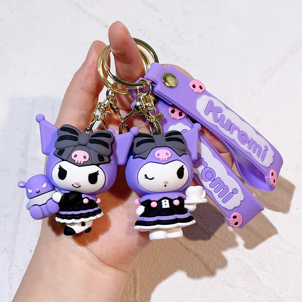 Kawaii Sanrio Kuromi Keychain PVC Doll Cartoon Anime Bag Pendant Car Keyring Accessory