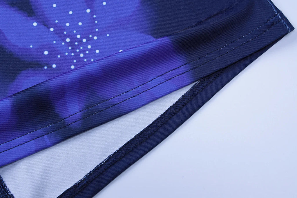 Halter Backless Patchwork Flower Print Maxi Dress Elegant