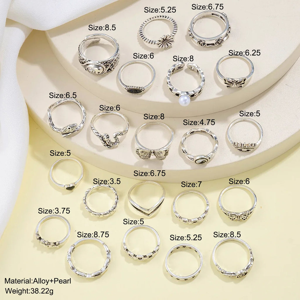 21 Pcs Gothic Rings Set for Women Trendy Punk Snake Butterfly Evil Eye Jewelry Gifts