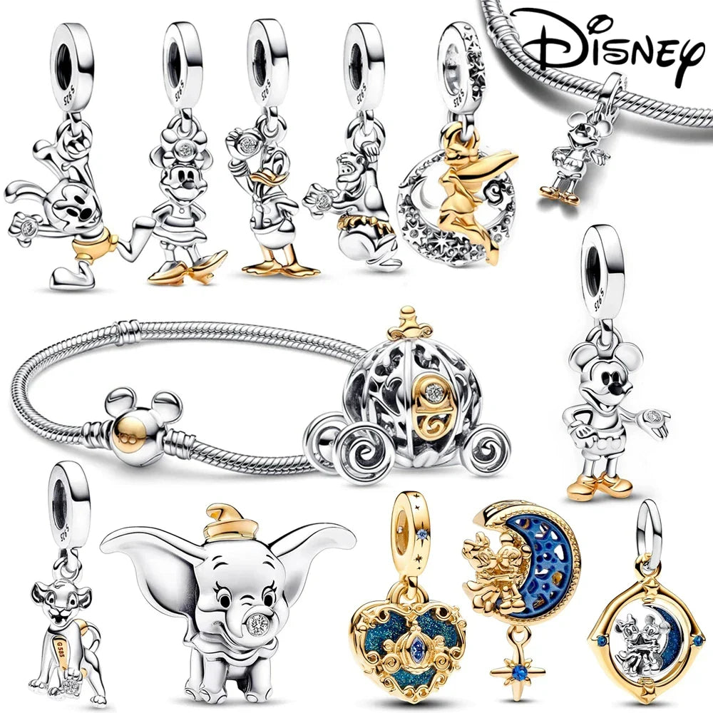 Disney Stitch Minnie Mouse Dangle Charms for Pandora Bracelets Silver Jewelry Making