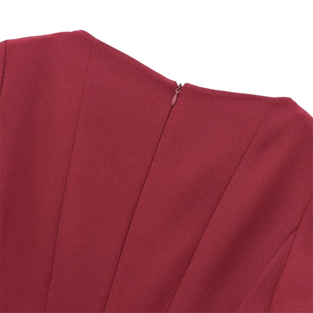 Elegant Wave Hem Swing Dress For Women Round Neck Casual