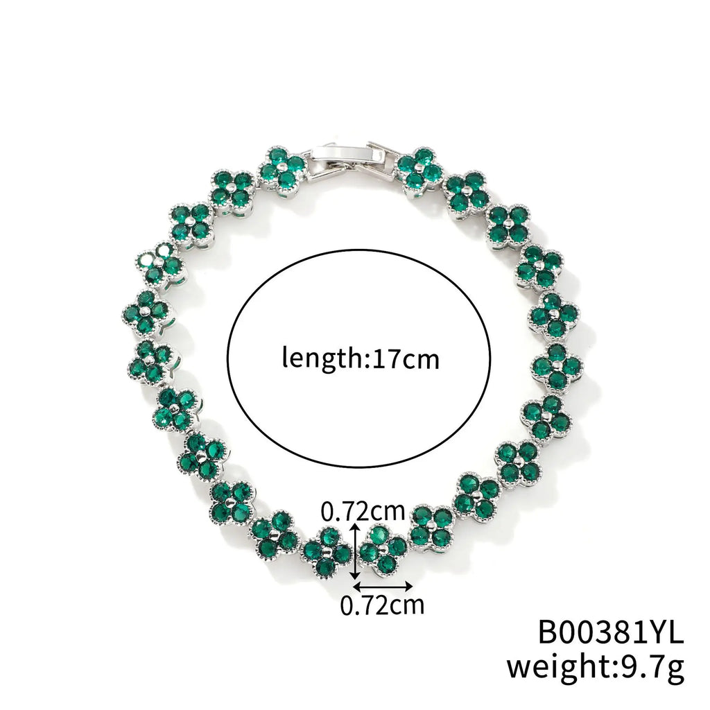 Rainbow Colorful Clover Zircon Bracelet Charming Crystal Jewelry Gift