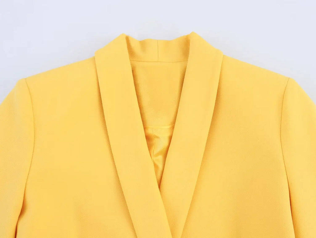 Women's Casual Chic Suit with Lapel Jacket and High Waist Flared Pants for Spring and Summer