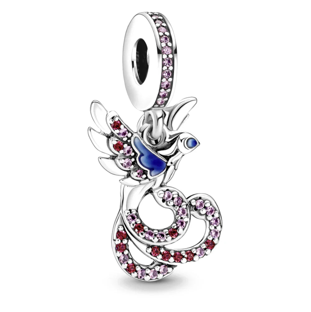 Heart and Angel Charms for 3mm Bracelets - 925 Silver DIY Jewelry Accessories for Women