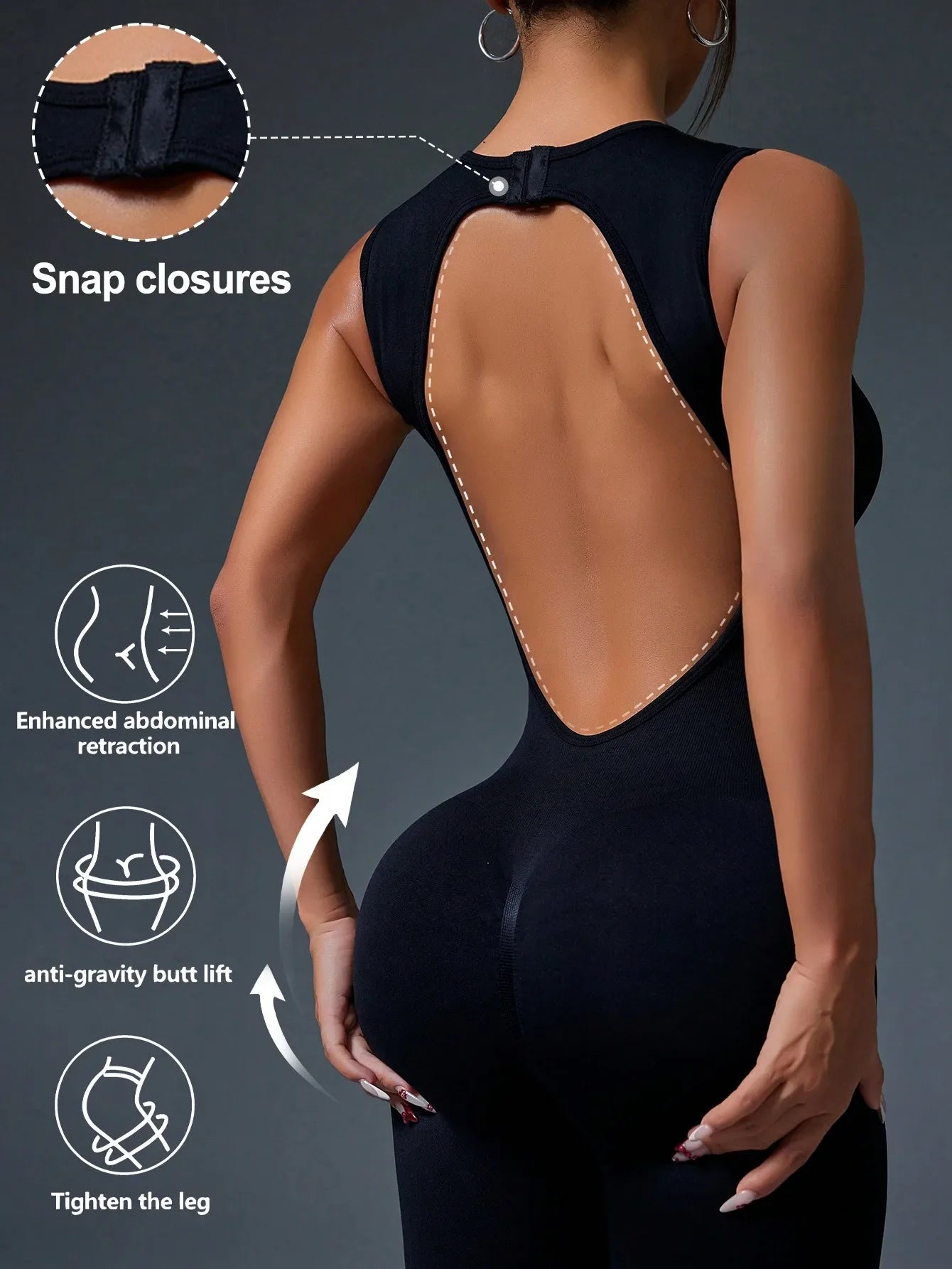 Slim Fit Sleeveless Crewneck Jumpsuit with Zipper Closure Seamless Long Sports Yoga Tracksuit for Women