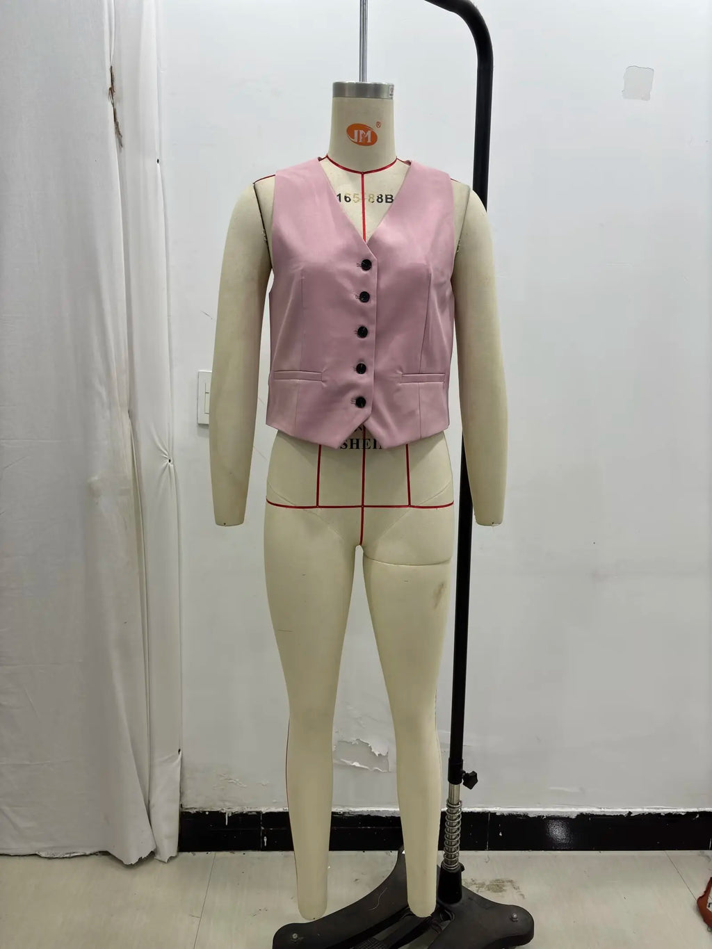 Solid Sleeveless V-Neck Vest and High Waist Zipper Loose Pants Set for Office and Casual Wear