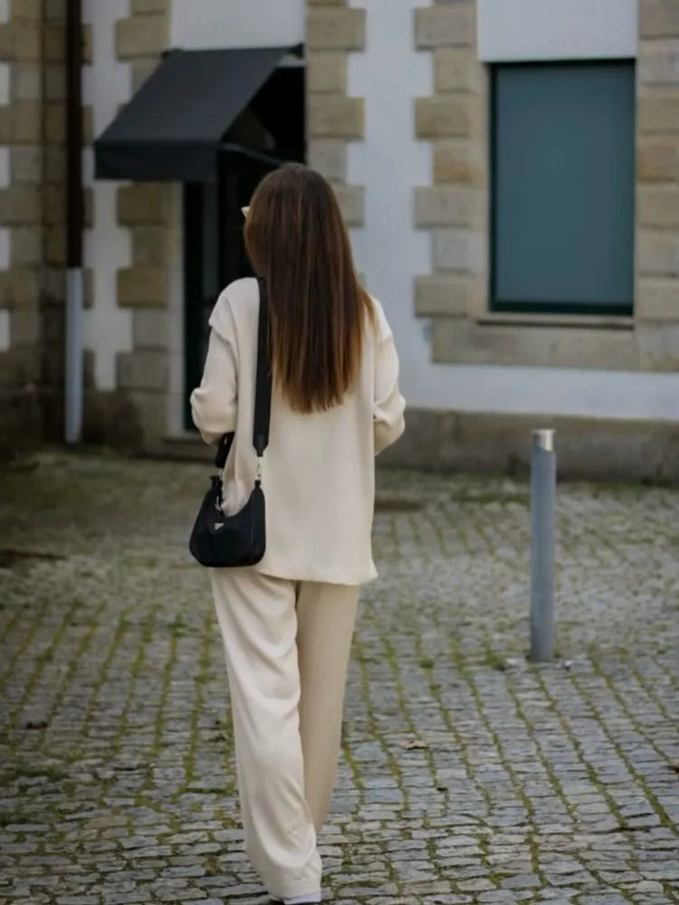 Satin Pajama Set For Women Two Piece Blazer And Trousers