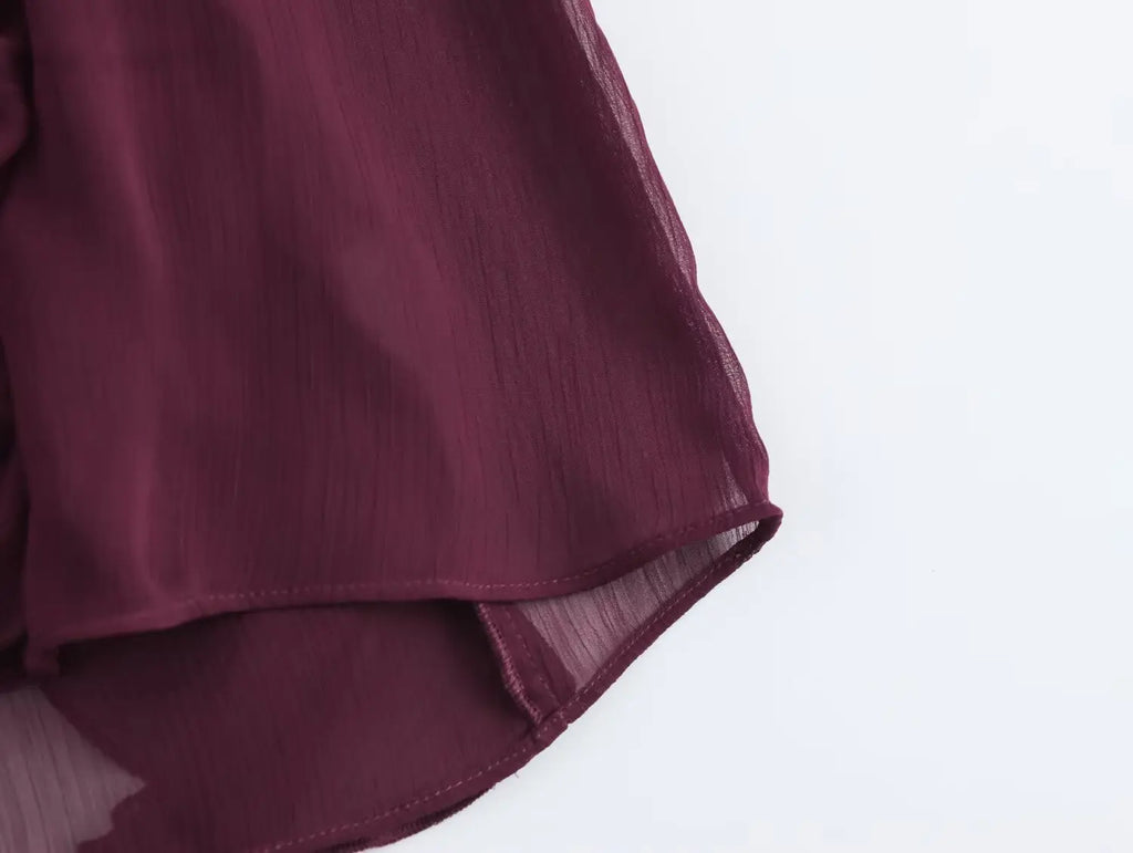 Sexy Translucent Ruffle Blouse for Women V Neck Single Breasted Tiered Casual Beach Shirt