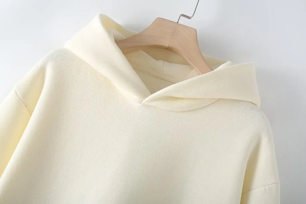 Chic Solid Hoodie and Wide Leg Trouser Set for Women with Elastic Waist and Lace-Up Detail Perfect for Casual and Commute Wear