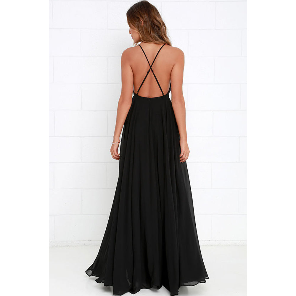 Boho Maxi Dress Sleeveless Summer O Neck Backless Sundress