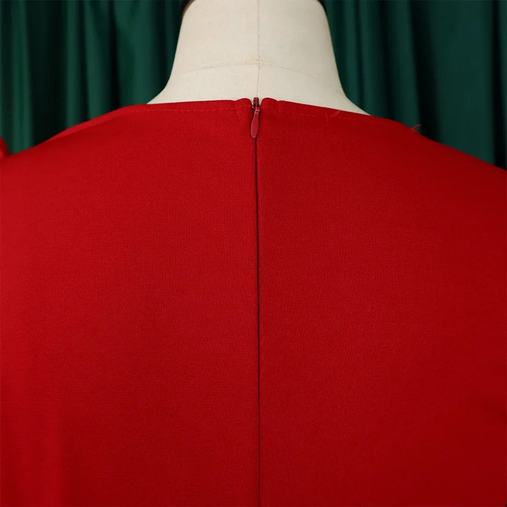 Elegant High Waisted Jumpsuit for Women with Round Neck Beaded Detail and Transparent Sleeves Perfect for Birthday Parties and Special Occasions