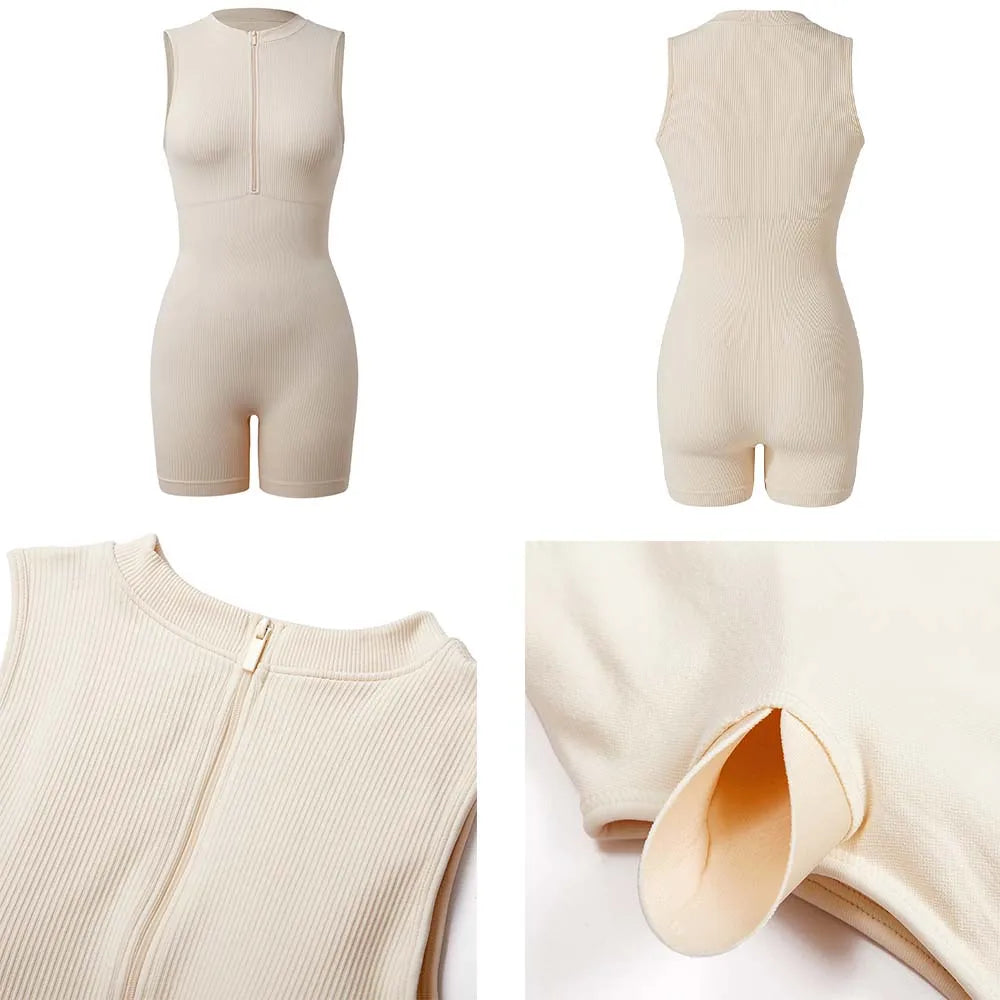 Zipper XL Size Sleeveless Jumpsuit Bodysuit for Women Summer Romper Overalls Streetwear Fashion Outfits