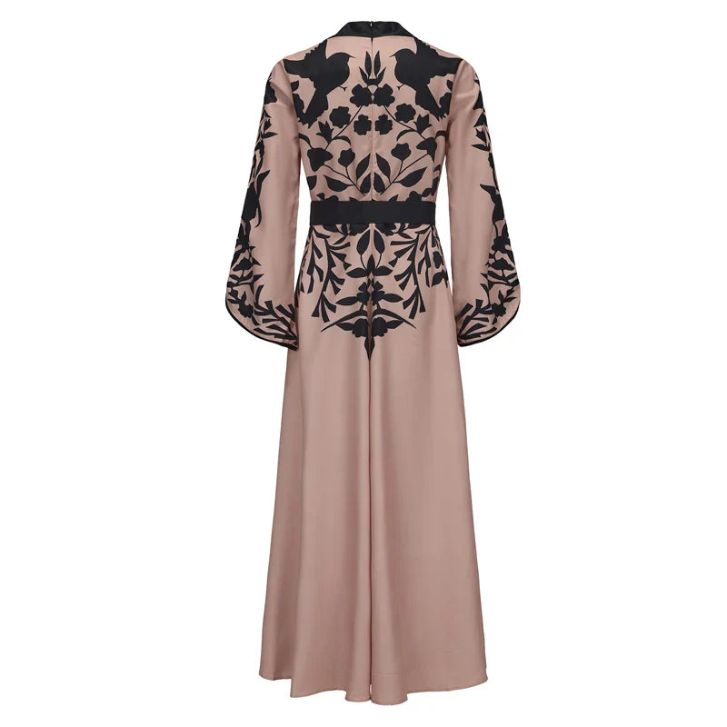 Muslim Maxi Dress With Flared Sleeves And V Neck For Women