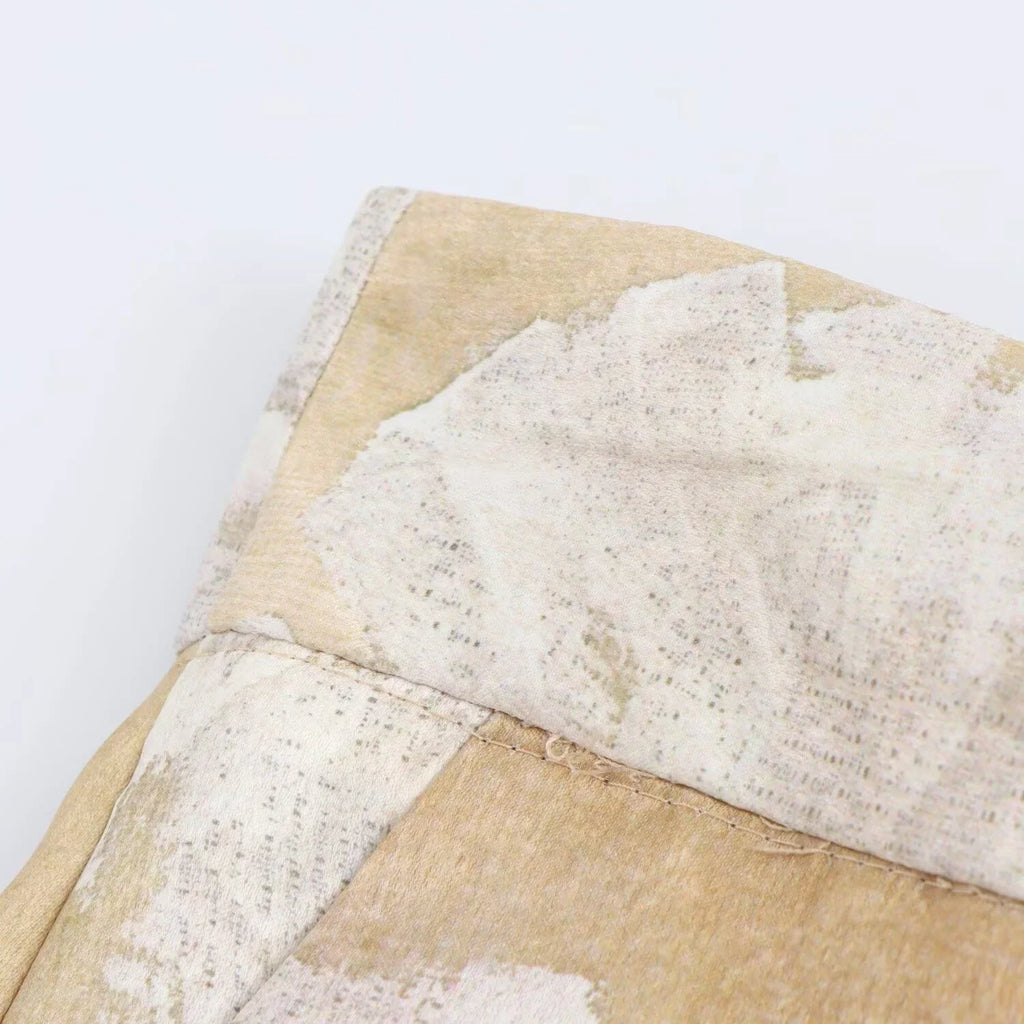 Silk Satin Flower Print Long Sleeve Shirt and Pants Set for Women