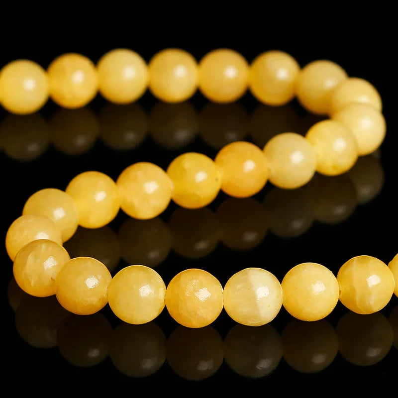 Natural Yellow Jade Round Loose Beads for Jewelry Making DIY Necklace and Bracelet Accessories