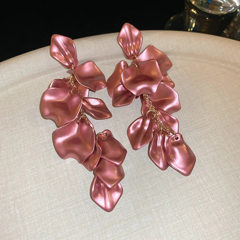 Stylish Multicolored Flower Earrings for Women Delicate Petal Tassel Stud Earrings Perfect for Everyday and Party Accessories