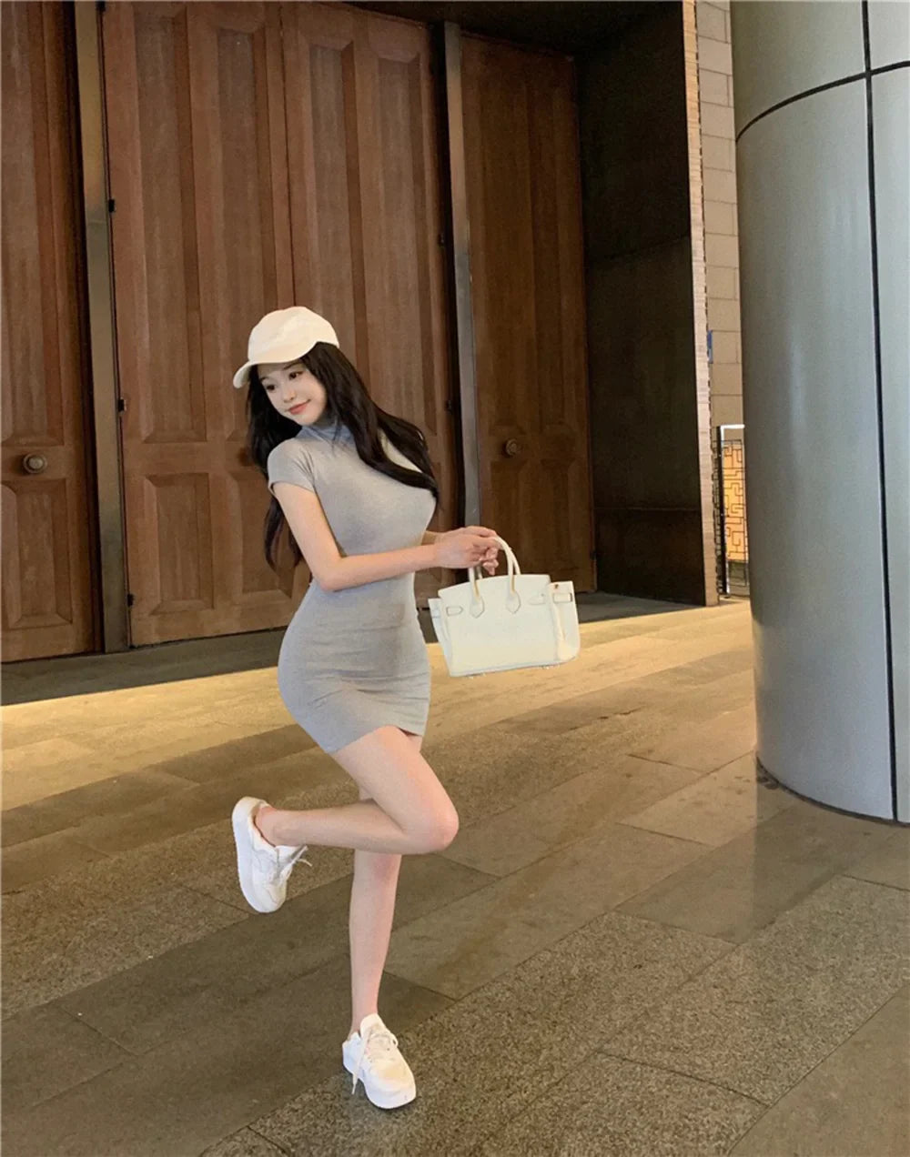 Bodycon Dress For Women High Neck Thigh Length Date Night