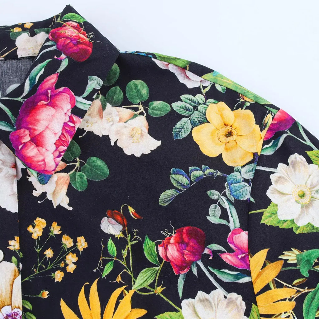 Floral Midi Dress For Women Slim Fit Poplin Summer Chic