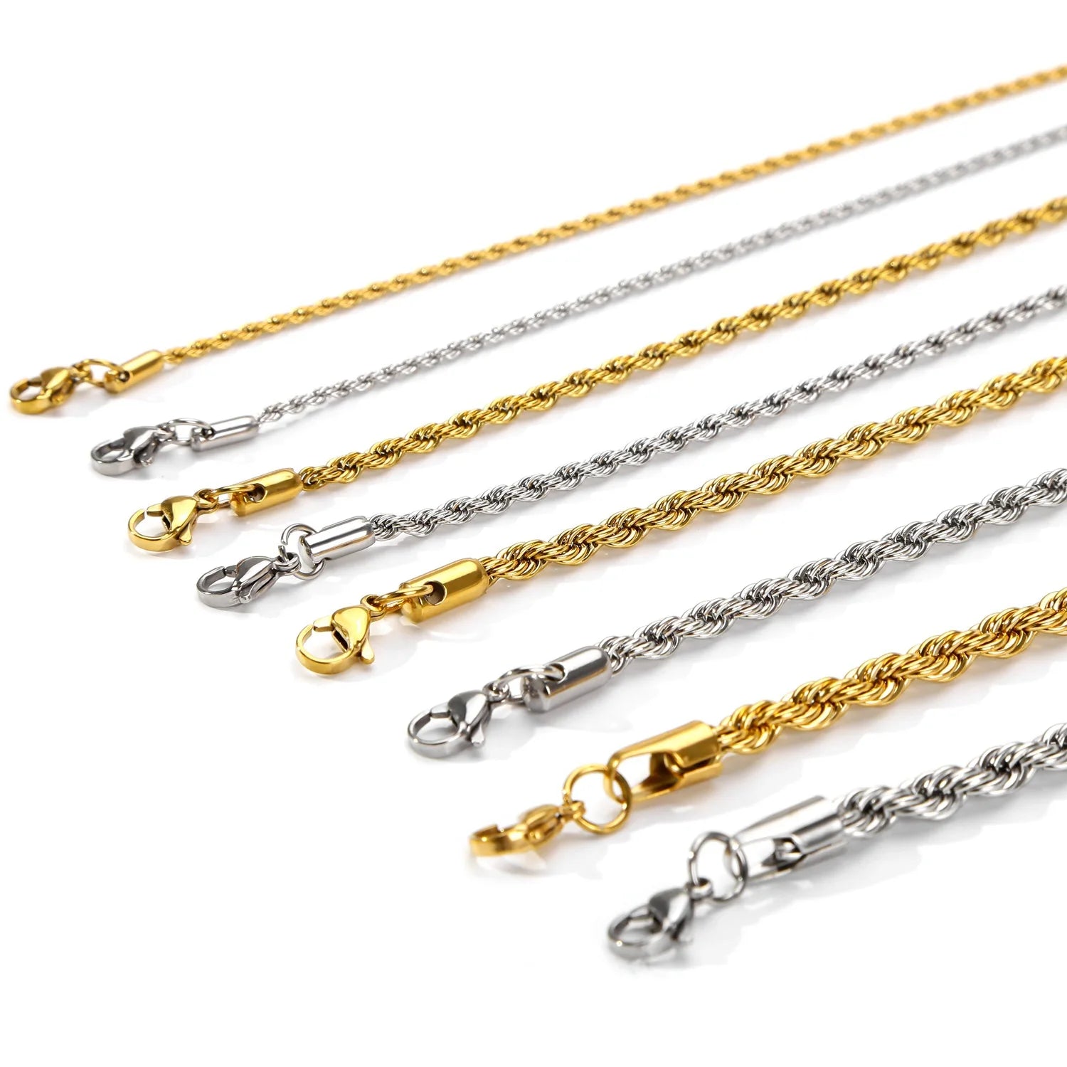 3mm Vintage Stainless Steel Twist Chain Bracelet for Men and Women - Rock Style Gold and Silver Fashion Jewelry