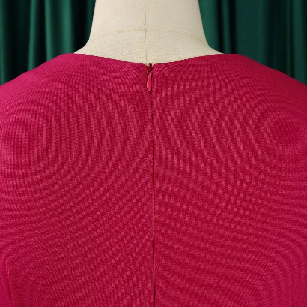 Women Square Neck Bodycon Midi Dress Belted For Work