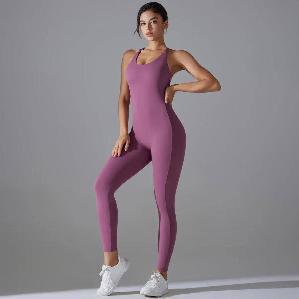 Backless Bodycon Scrunch Jumpsuit for Women with Push Up Design Perfect for Dance and Fitness Sleeveless Yoga Sport Overall