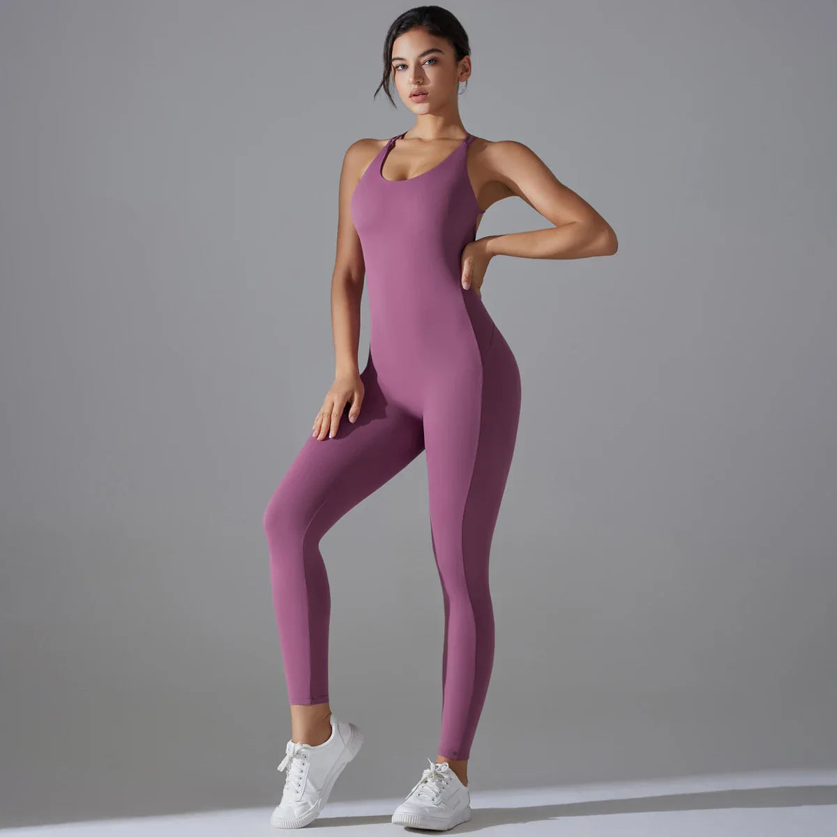 Backless Bodycon Scrunch Jumpsuit for Women with Push Up Design Perfect for Dance and Fitness Sleeveless Yoga Sport Overall