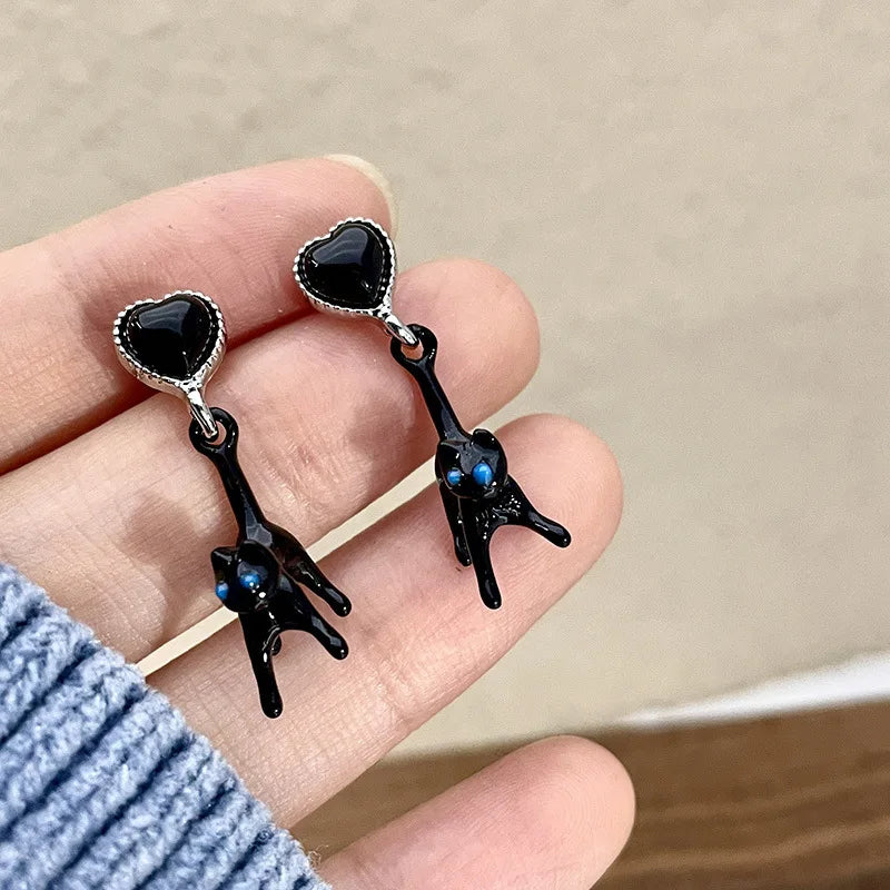 Cute Black Cat Earrings for Women Fashion Animal Kitten Jewelry Perfect for Parties and Festivals