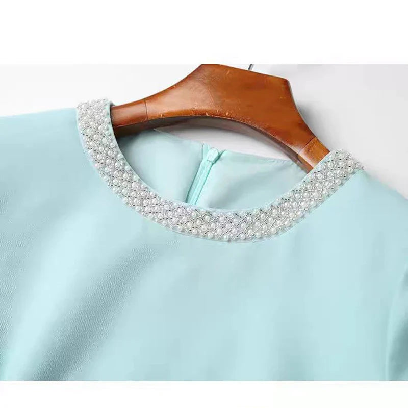 Chiffon Embroidered Dress For Women With Pockets Office