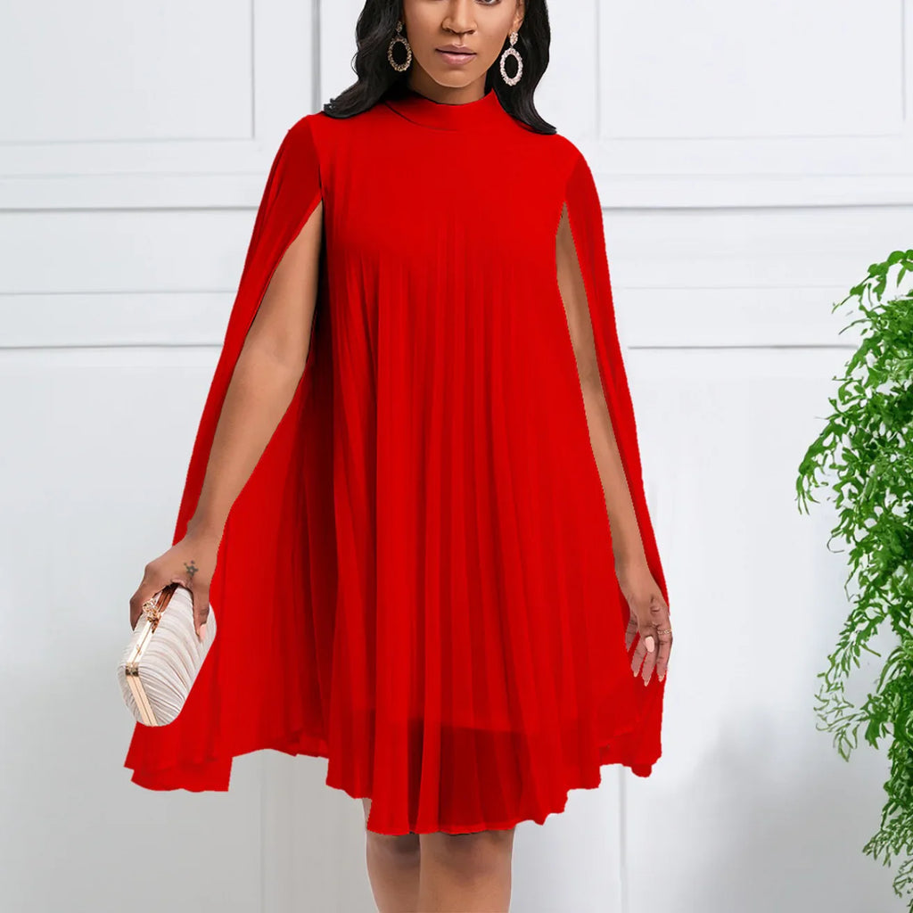 Elegant Chiffon Dress For Women Batwing Sleeve Knee Length