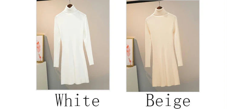 Vintage Knit Dress Women Long Sleeve Bodycon Party Wear