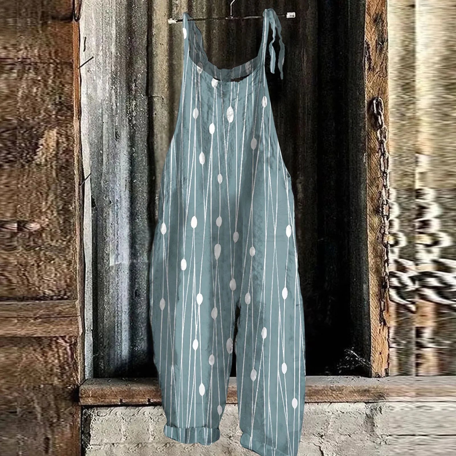 Sunflower Print Slim Fit Cotton Linen Overalls Women Casual Loose Jumpsuit Stylish Romper with Adjustable Shoulder Straps Comfortable Everyday Wear