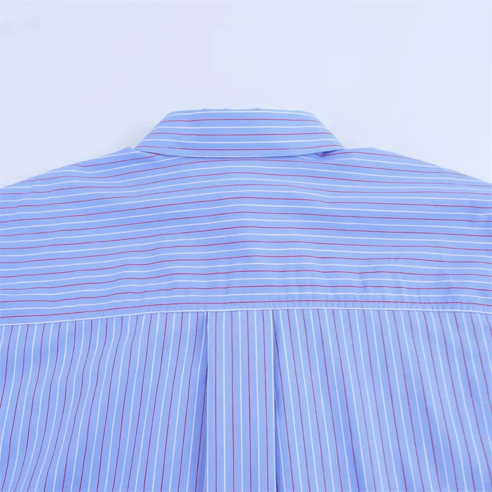 Women's Casual Striped Loose Shirt and Pants Set for Spring and Summer Fashion