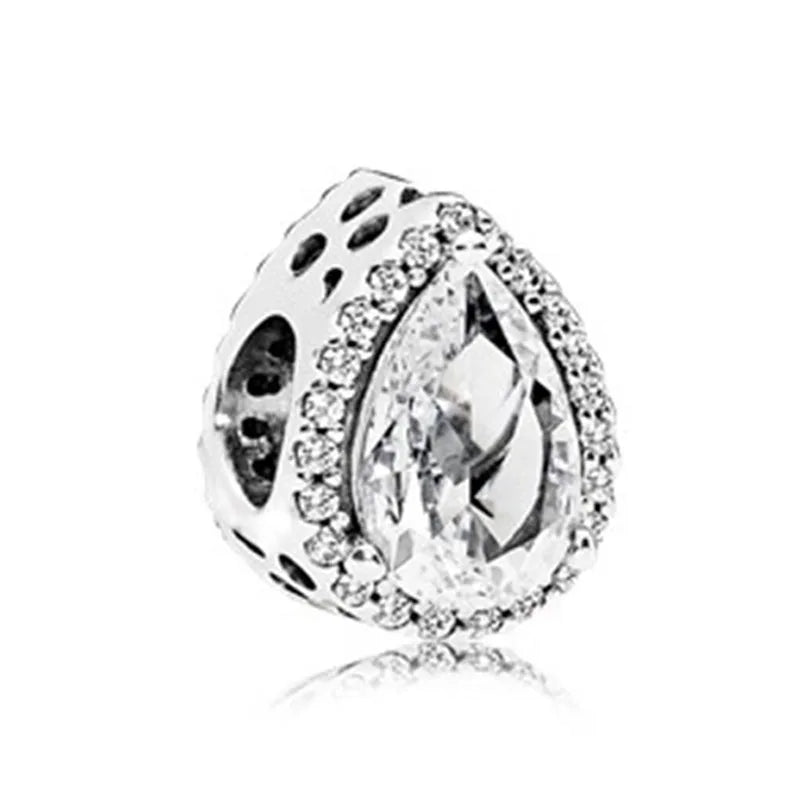 Charm Fit Original Bracelet with Shining Zircon Love Heart and Flower Bead for Women Jewelry Gift in 925 Silver Plated Design