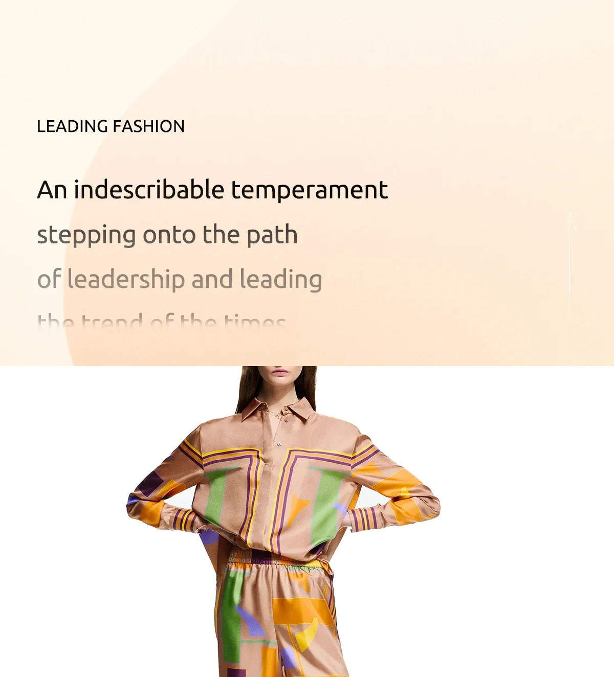 Loose Geometry Print Satin Two-Piece Set for Women with Wide Leg Trousers and Casual Tops