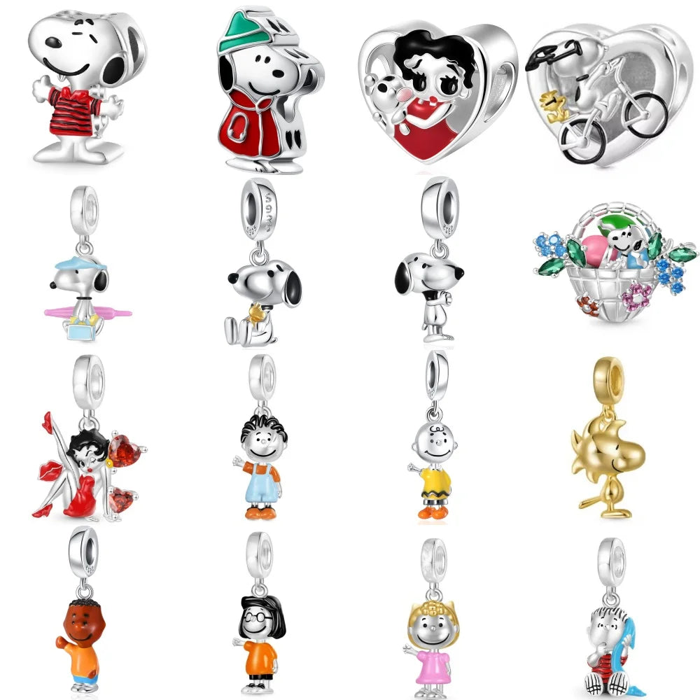 925 Silver Flower Basket Dog Beads for Boys and Girls Pendants Suitable for DIY Exquisite Jewelry