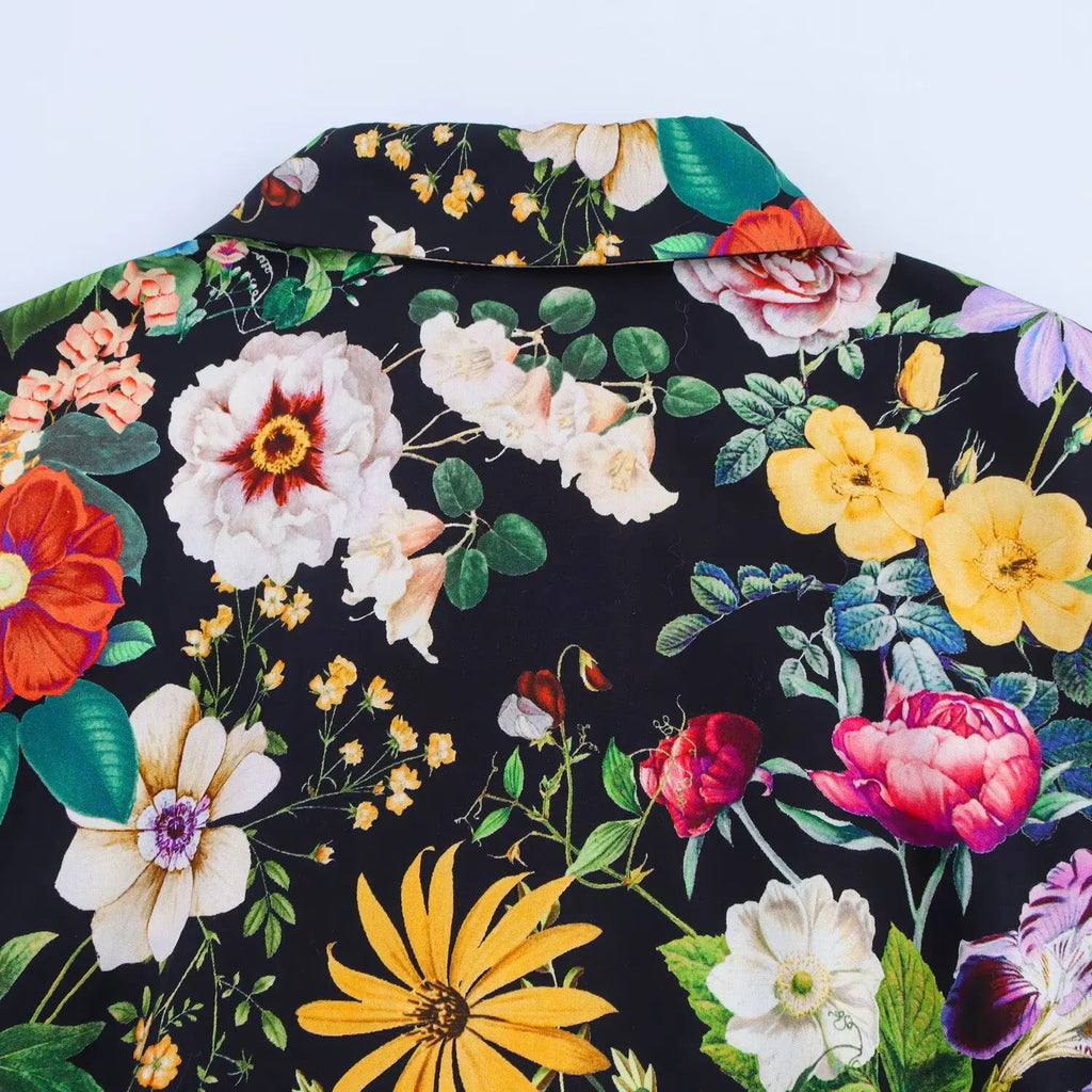 Floral Midi Dress For Women Slim Fit Poplin Summer Chic