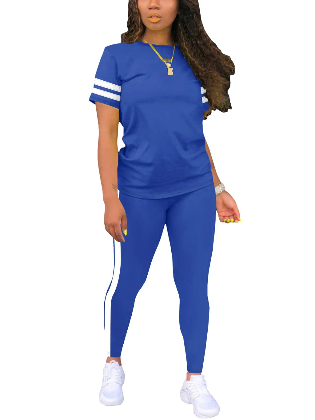 Women's Casual Yoga Set Comfortable Tie-Dye Stripe Activewear Fitness Outfit