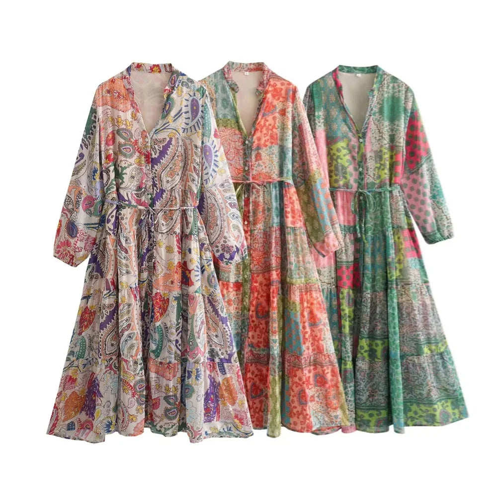 Casual Sleeveless Dress With Button Decoration Round Neck