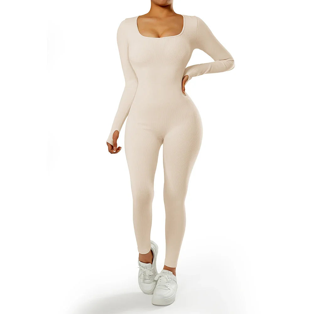 Bodycon Slim Fit Zipper Jumpsuit for Women Casual Brown Fitness Romper Streetwear Playsuit Overall