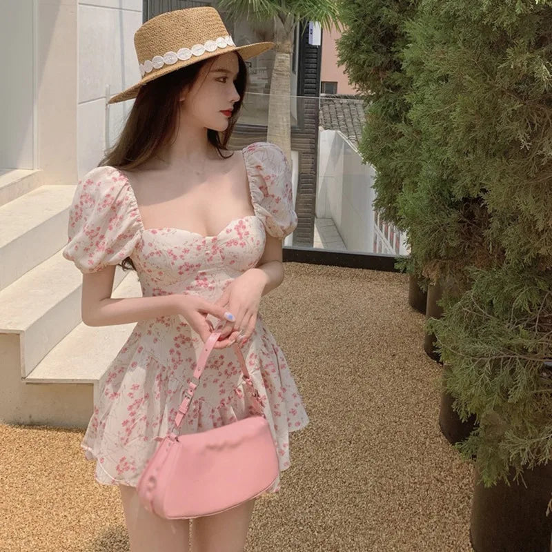 Floral Summer Dress For Women High Waist Off Shoulder