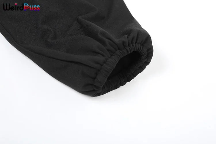 Weird Puss Tracksuit Women 2 Piece Set Casual Zip Thin Drawstring Crop Jacket and Leggings Matching Sporty Suit