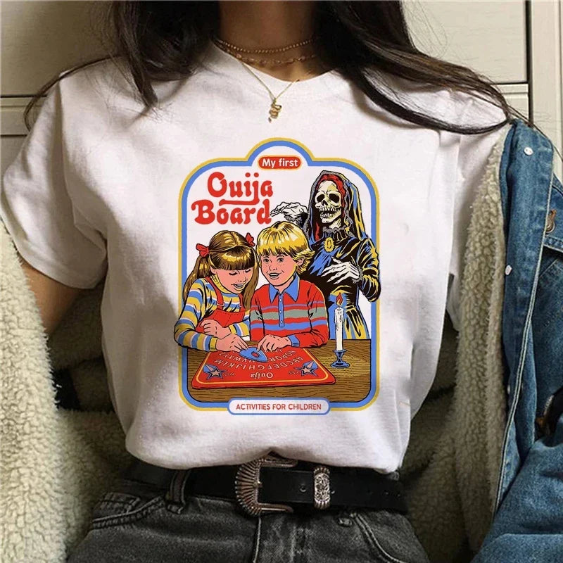 Harajuku Demon Graphic T Shirt Women Scary Devil Print Funny Satanism Tee