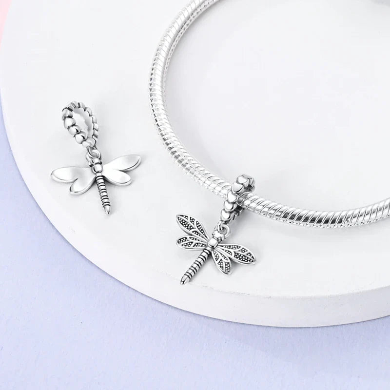 Glowing Luminous Firefly Butterfly Pendant Charm Beads in 925 Sterling Silver for Bracelet Jewelry