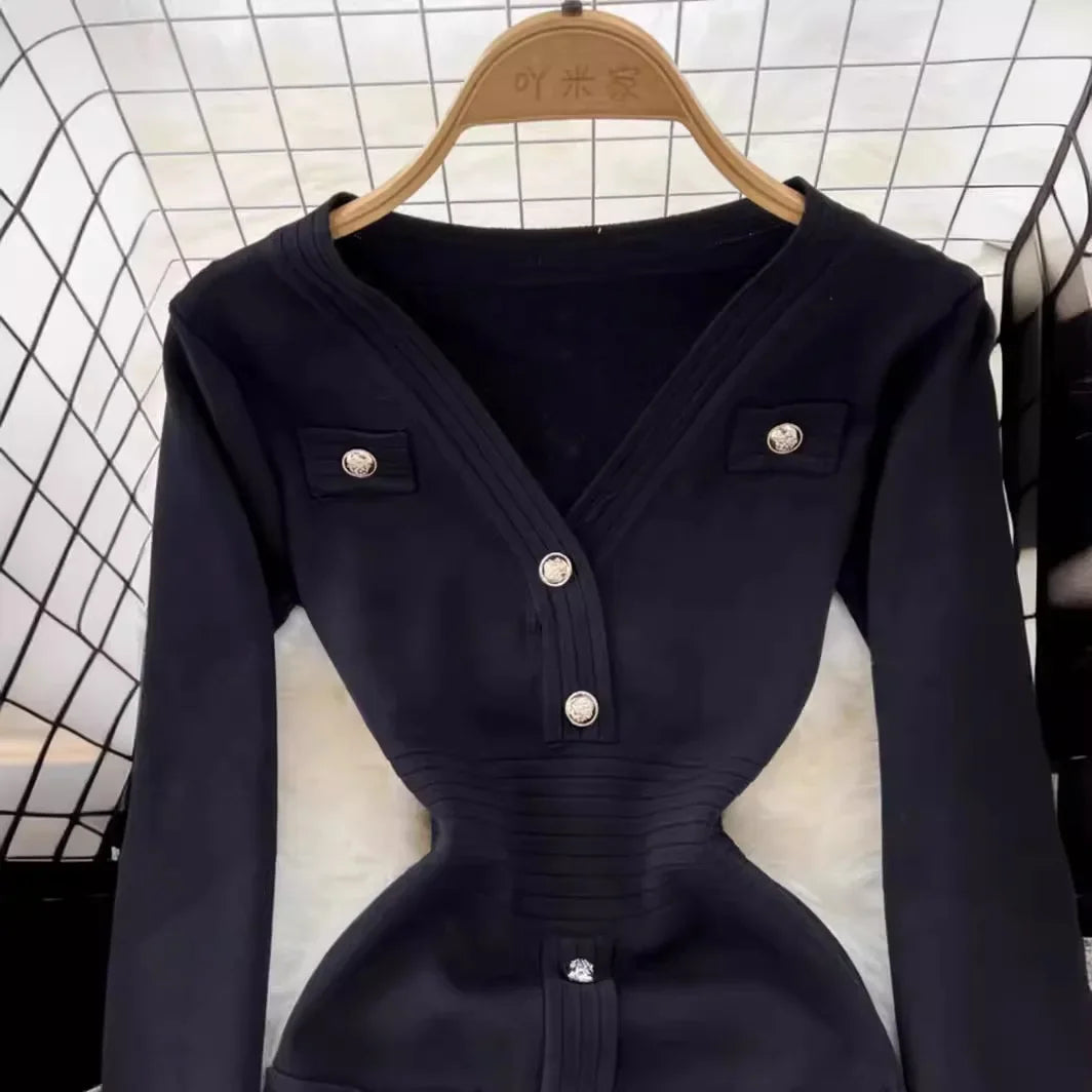 Winter Sweater Dress For Women Vintage Long Sleeve Bodycon